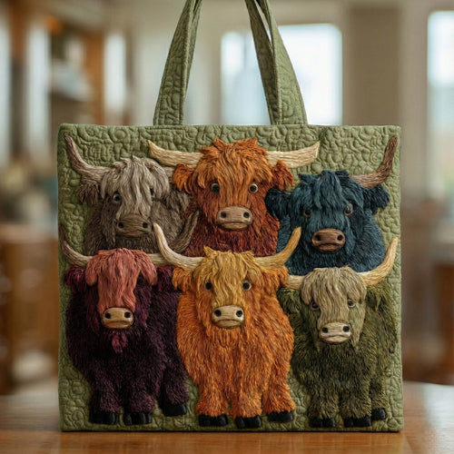 Highland Cow Quilted Tote Bag GFTONT5984