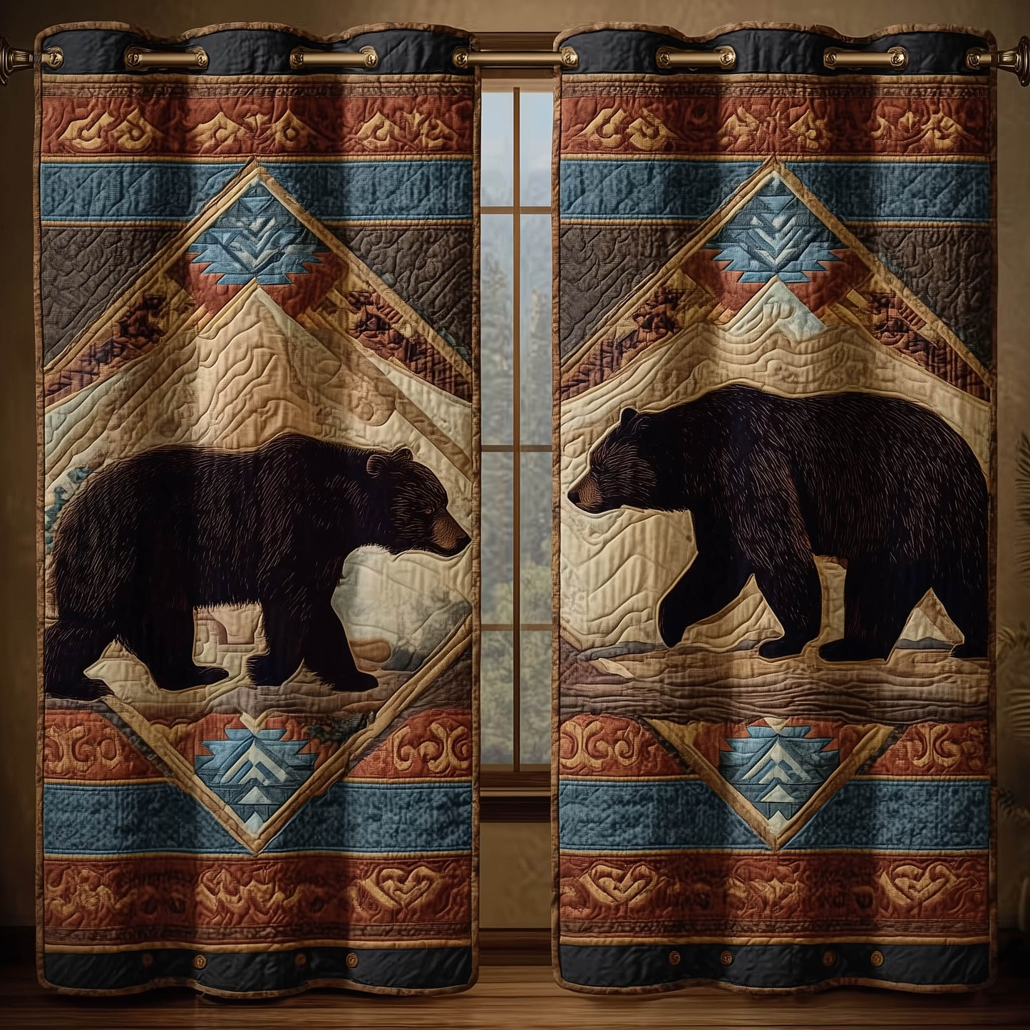 Rustic Paw Quilted Curtains GFTONT5990