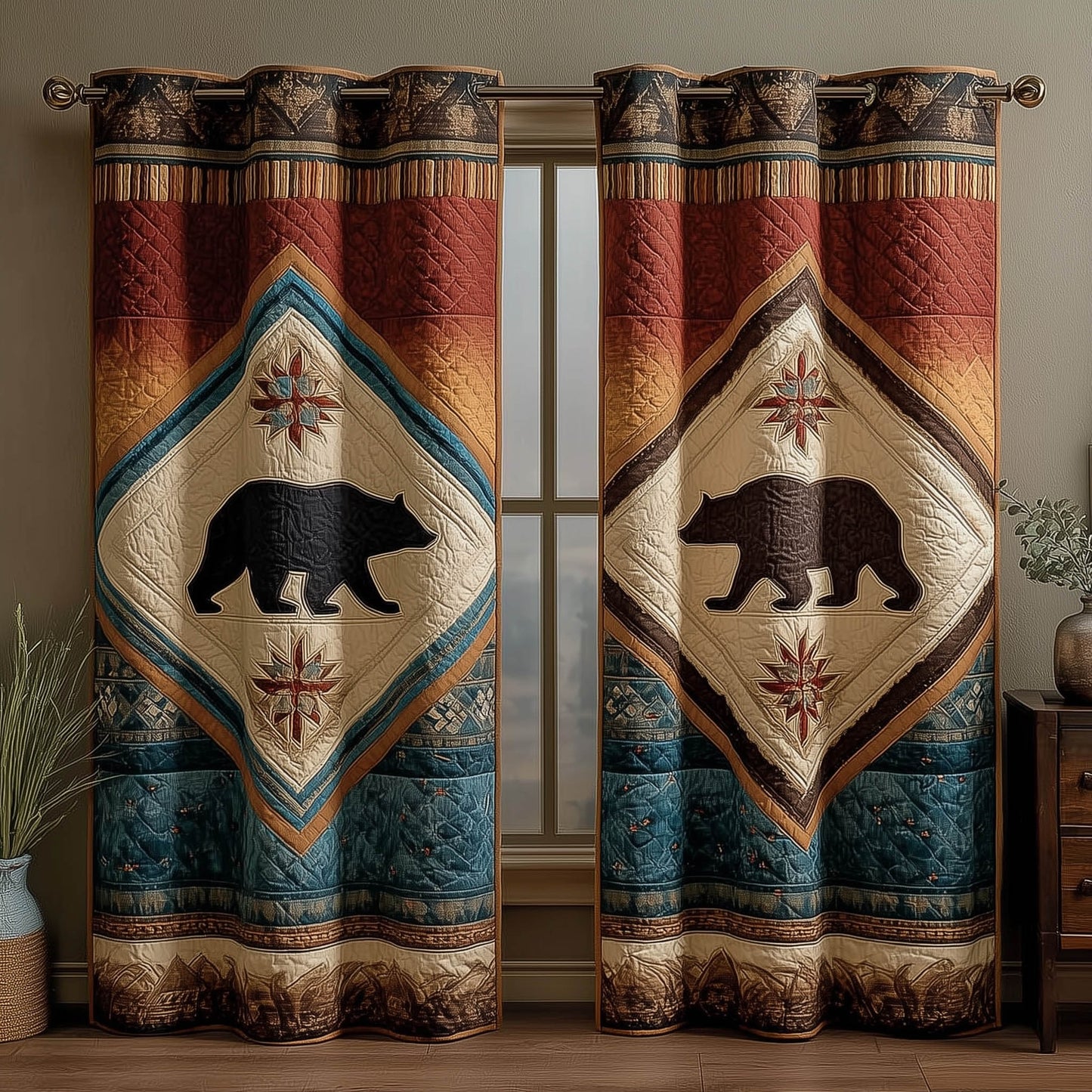 Rustic Paw Quilted Curtains GFTONT5991