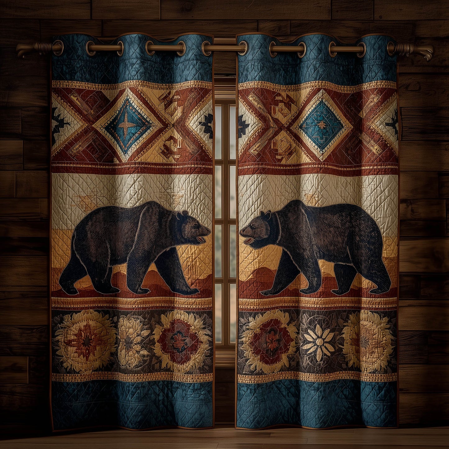 Rustic Paw Quilted Curtains GFTONT5992