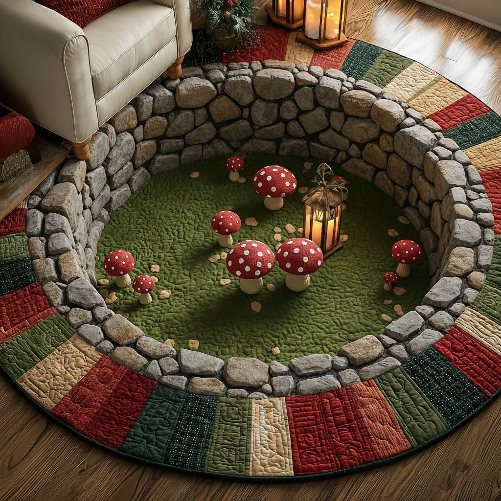 Rustic Mushroom Quilted Round Mat GFTONT6019