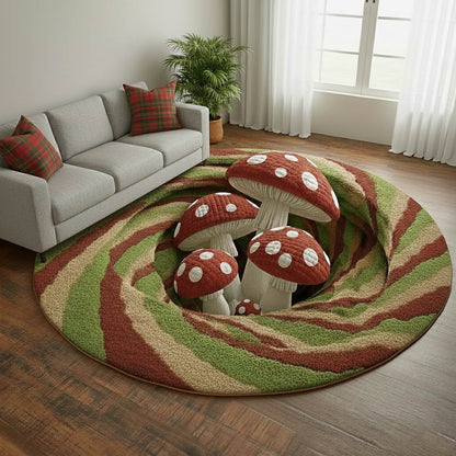 Rustic Mushroom Quilted Round Mat GFTONT6020