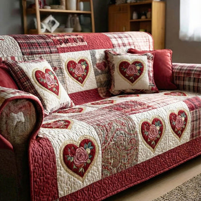 Heartfelt Patchwork Quilted Sofa Cover GFTONT6038