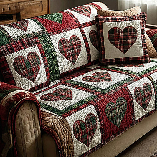 Affectionate Hearts Quilted Sofa Cover GFTONT6041