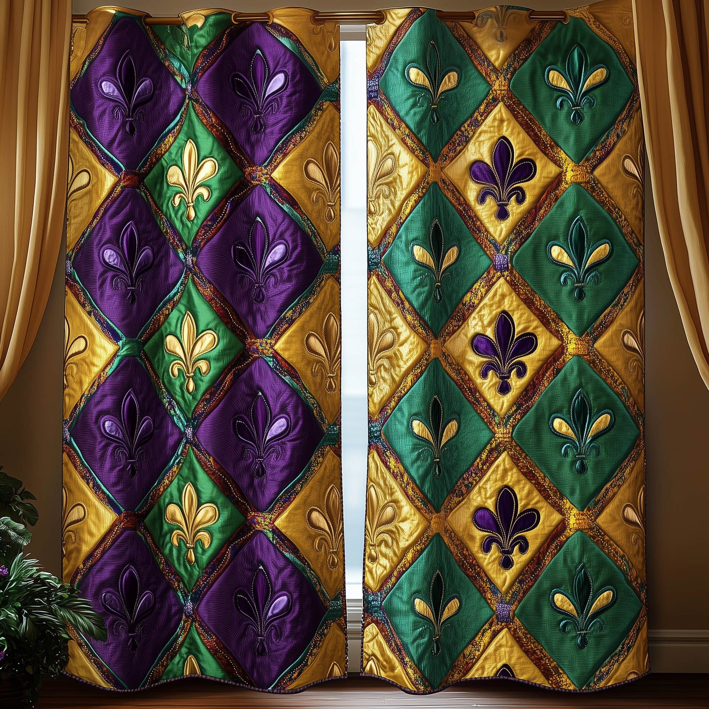 Mardi Gras Quilted Curtains GFTONT6099
