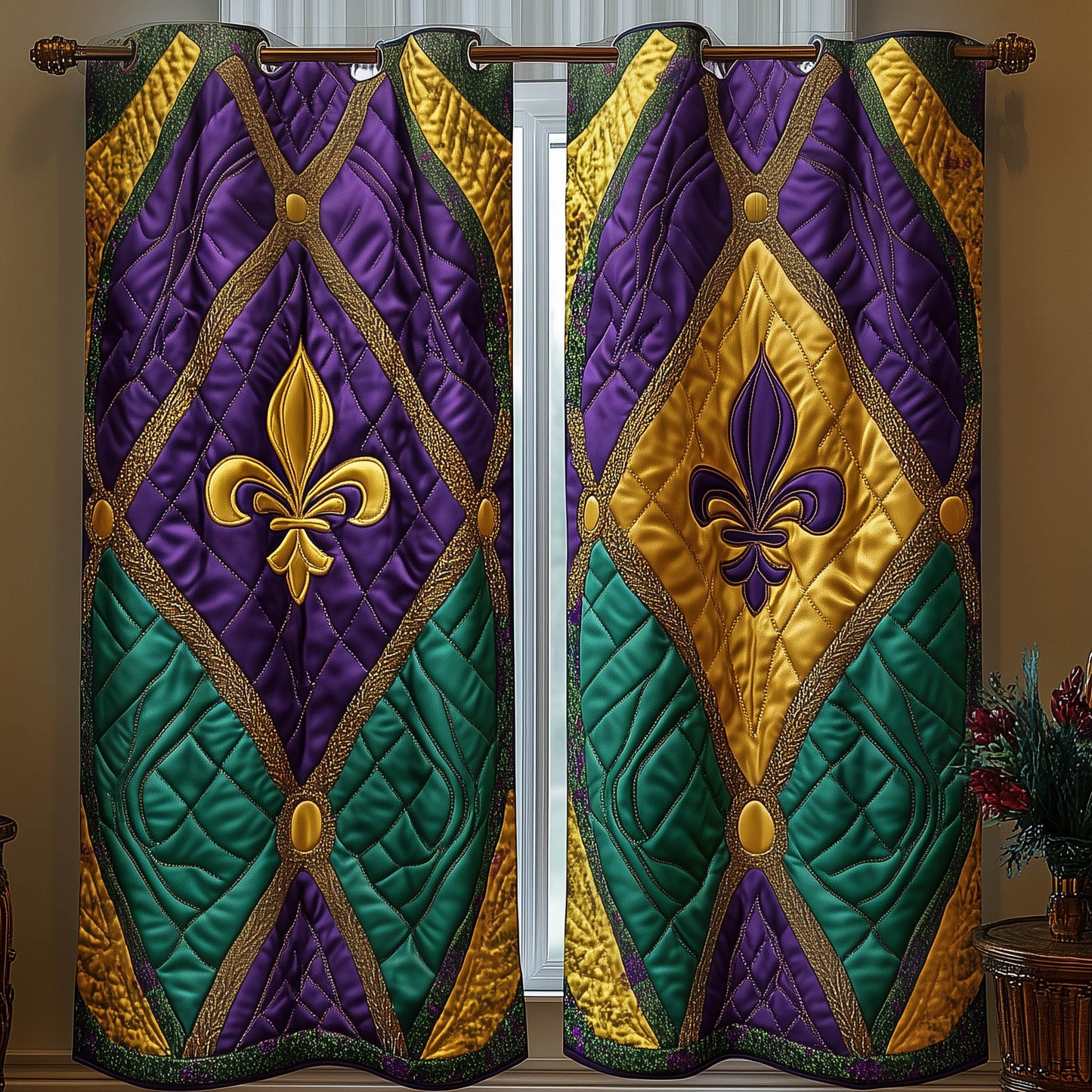 Mardi Gras Quilted Curtains GFTONT6100