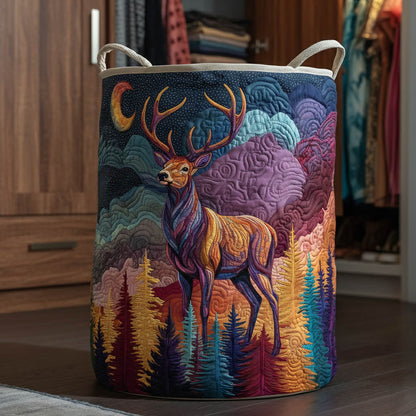 Aurora Borealis Deer Quilted Laundry Basket GFTONT6125