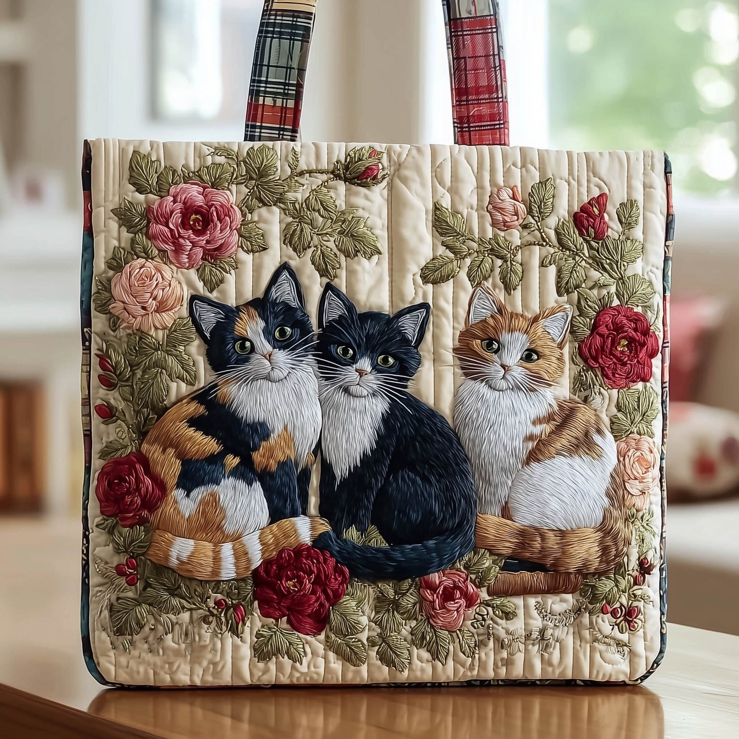 Kitty Rose Bush Quilted Tote Bag GFTONT6139