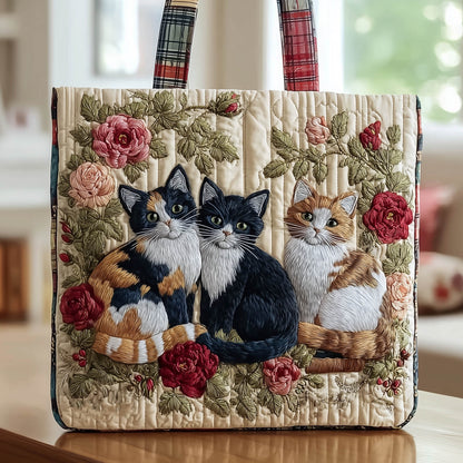 Kitty Rose Bush Quilted Tote Bag GFTONT6139