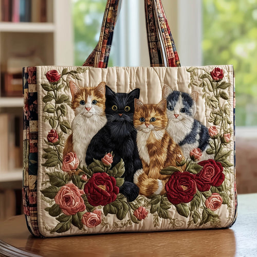 Kitty Rose Bush Quilted Tote Bag GFTONT6140