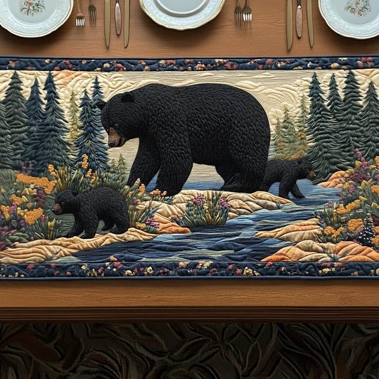 Black Bear Family Quilted Table Runner GFTONT6348