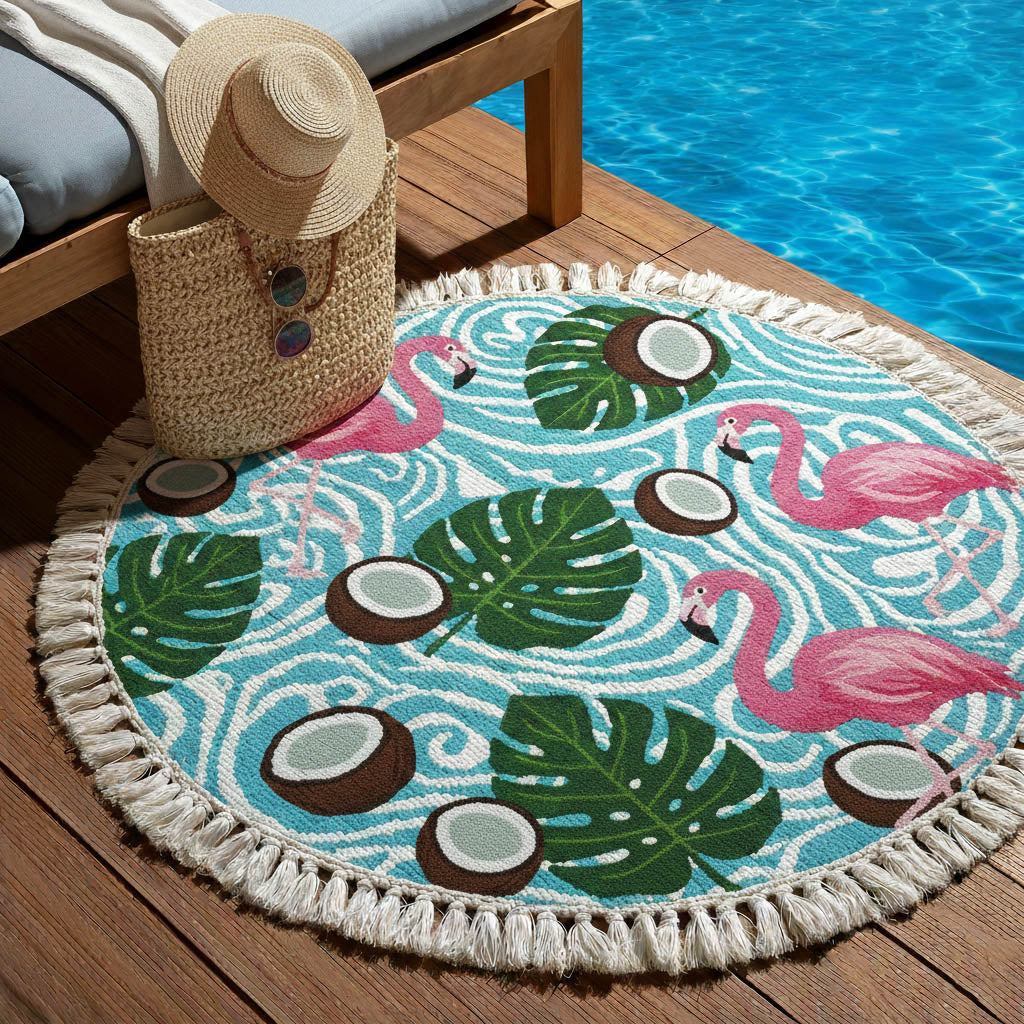 Tropical Flamingo Round Beach Towel GFTONT6404