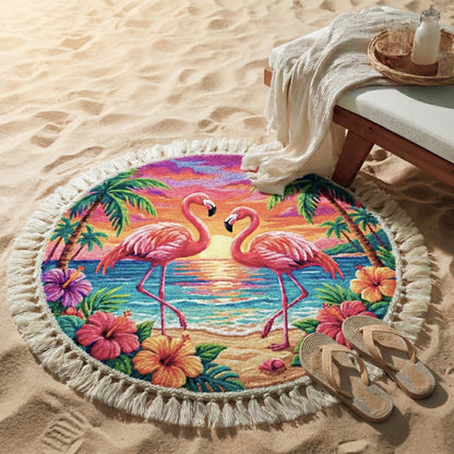 Flamingo Vacation Round Beach Towel GFTONT6405