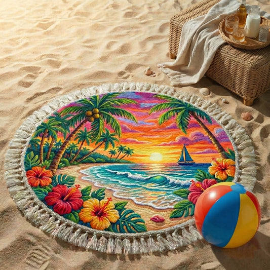 Peaceful Vacation Round Beach Towel GFTONT6411