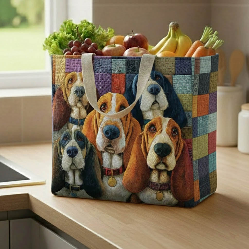 Basset Hound Assemble Quilted Shopping Bag GFTONT6436