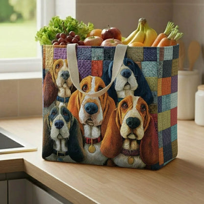 Basset Hound Assemble Quilted Shopping Bag GFTONT6436