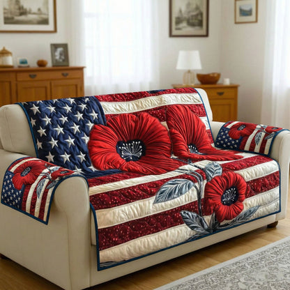 Patriotic Poppy Quilted Sofa Cover GFTONT6577