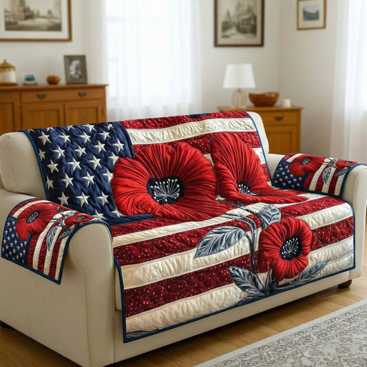 Patriotic Poppy Quilted Sofa Cover GFTONT6577