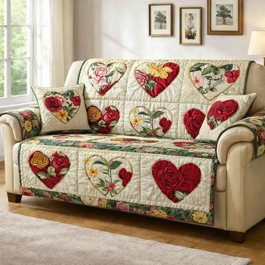 Rustic Heart Quilted Sofa Cover GFTONT6611