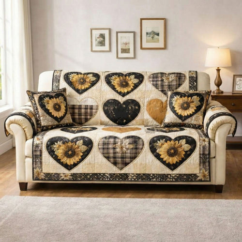 Blooming Heart Quilted Sofa Cover GFTONT6612