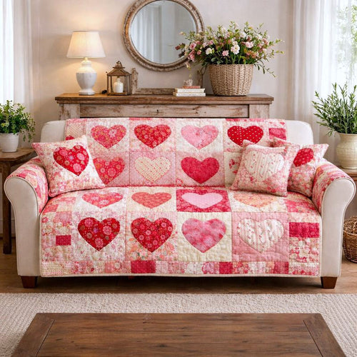 Loving Hearts Quilted Sofa Cover GFTONT6615