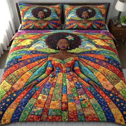 Melanin Queen 3-Piece Quilted Bedding Set GFTONT6686