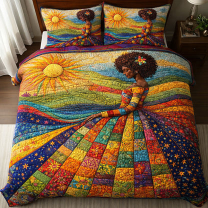 Melanin Queen 3-Piece Quilted Bedding Set GFTONT6687