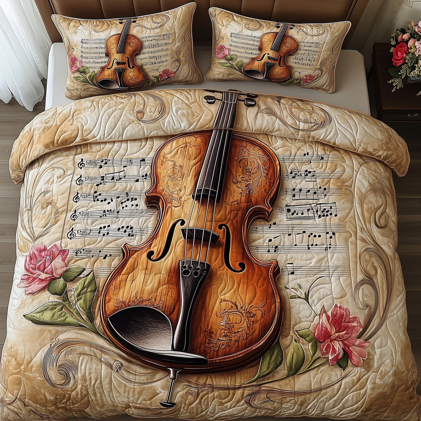 Violin 3-Piece Quilted Bedding Set GFTONT722
