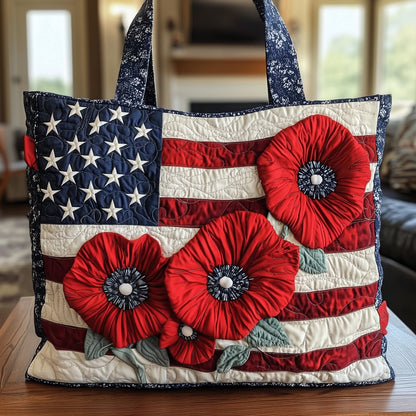 Patriot Poppy Quilted Tote Bag GFTONT856