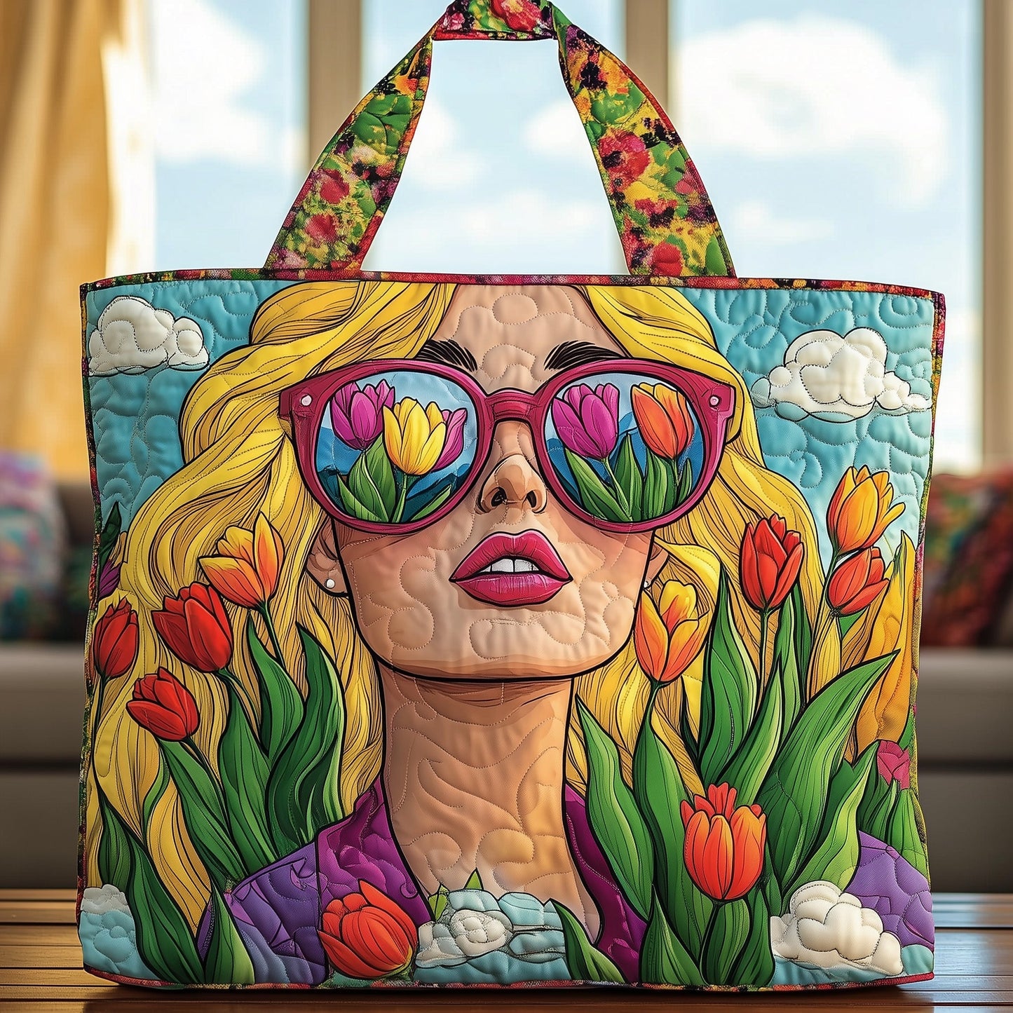 Graceful Tulip Quilted Tote Bag GFTONT869