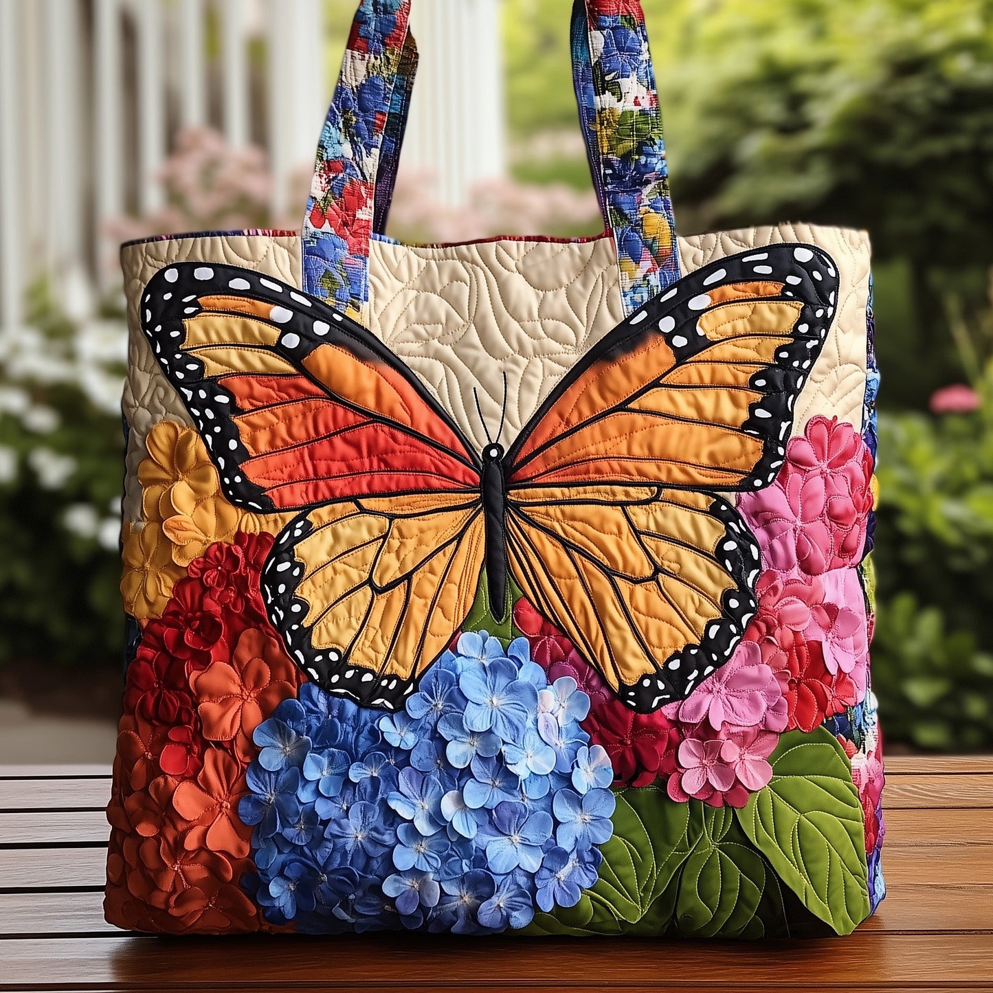 Hygrangea Butterfly Quilted Tote Bag GFTONT901
