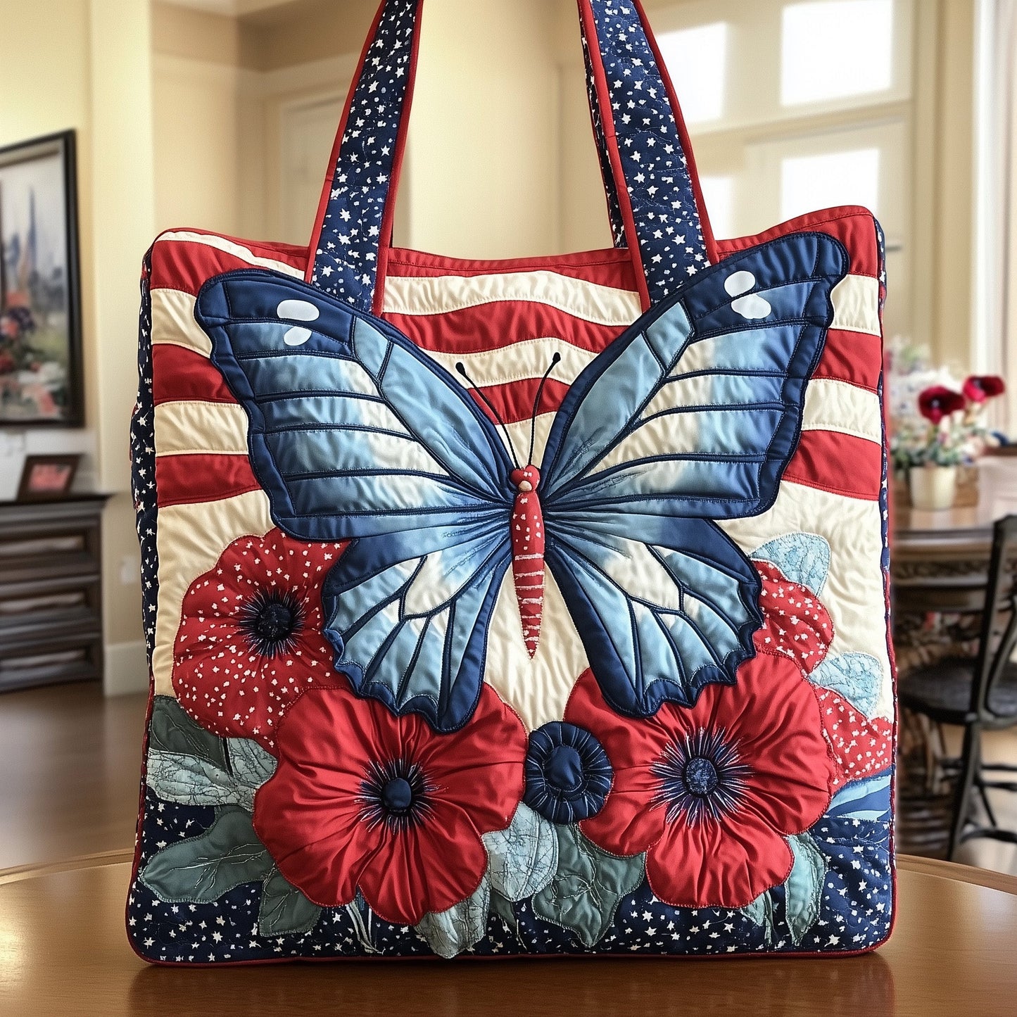 Patriotic Butterfly Quilted Tote Bag GFTONT906