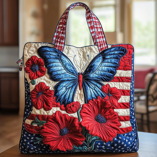 Patriotic Butterfly Quilted Tote Bag GFTONT907