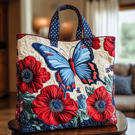 Patriotic Butterfly Quilted Tote Bag GFTONT908