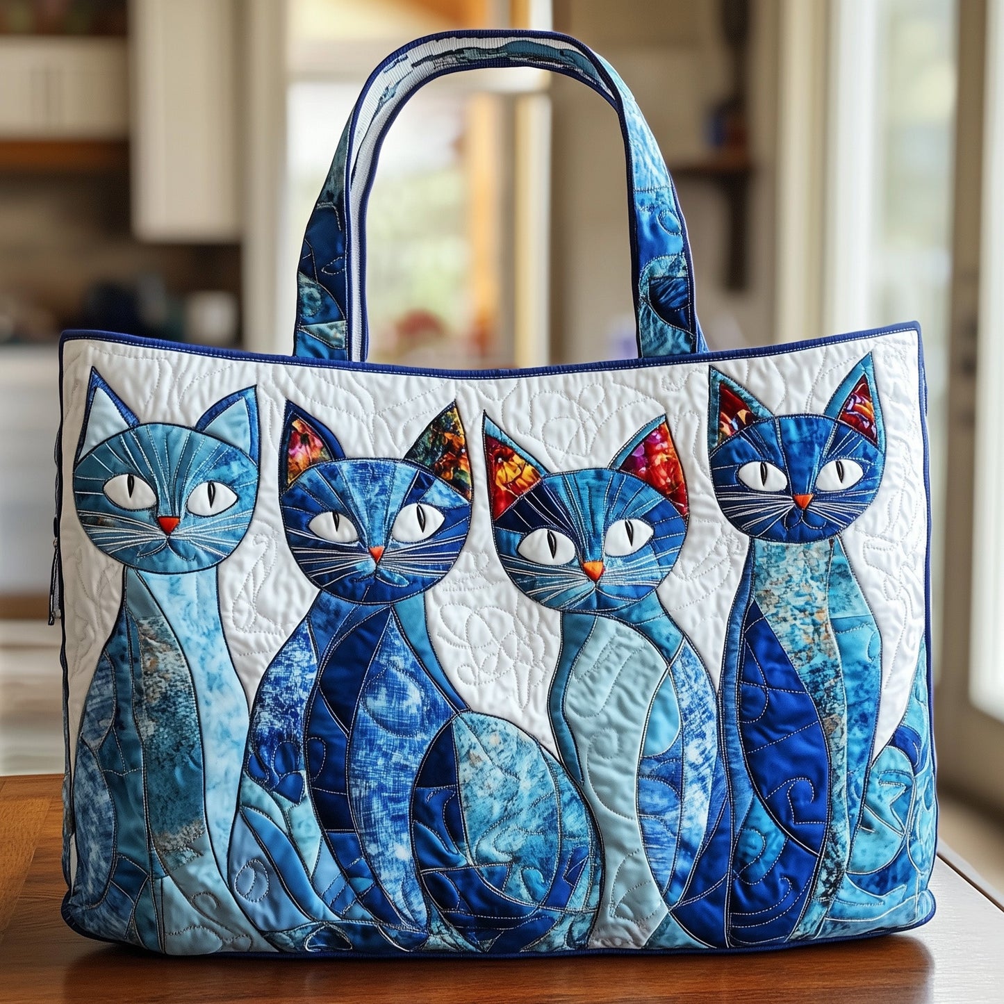 Whimsy Cat Quilted Tote Bag GFTONT946