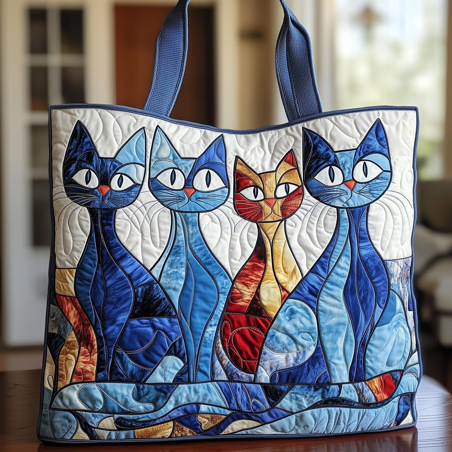 Whimsy Cat Quilted Tote Bag GFTONT947