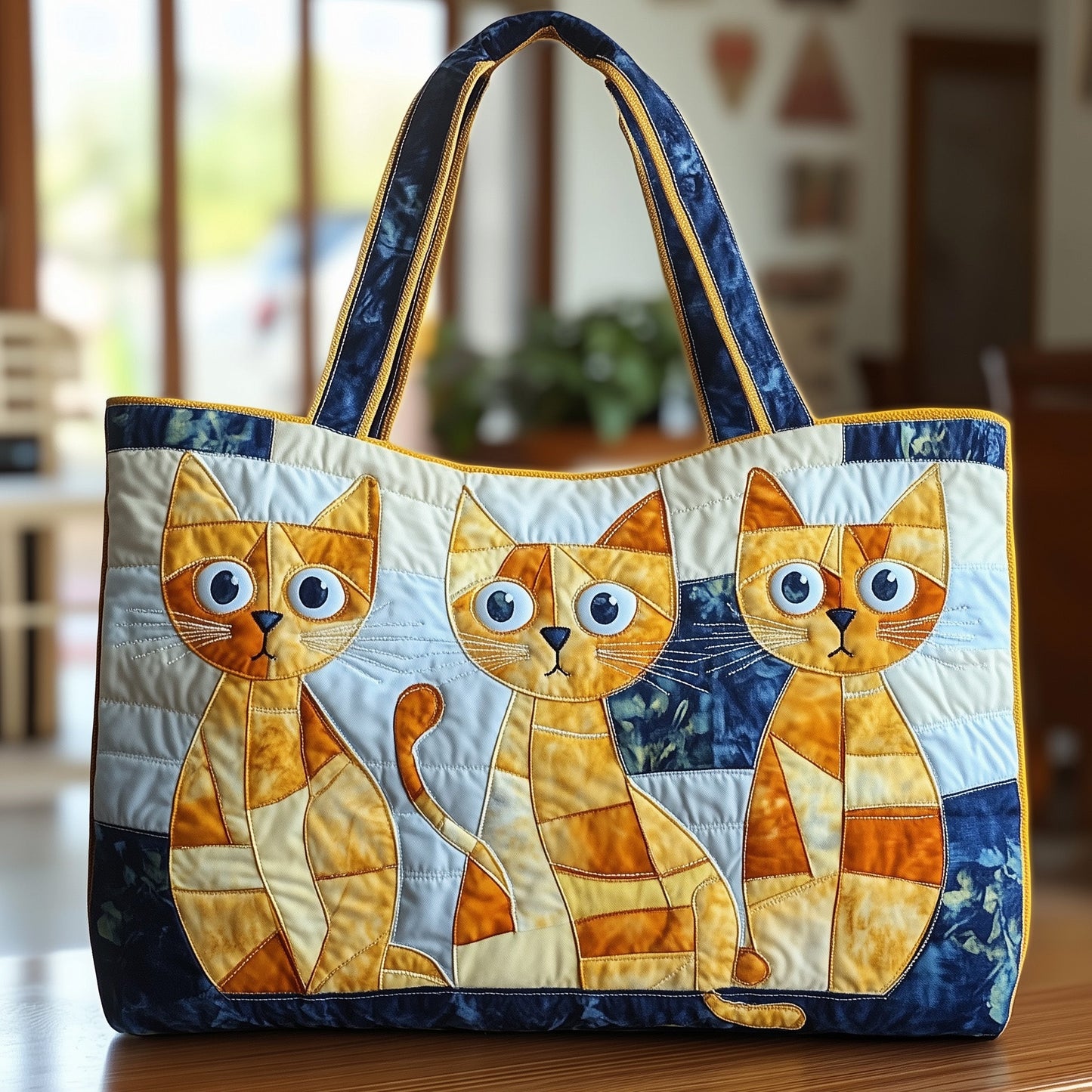Whimsy Cat Quilted Tote Bag GFTONT962