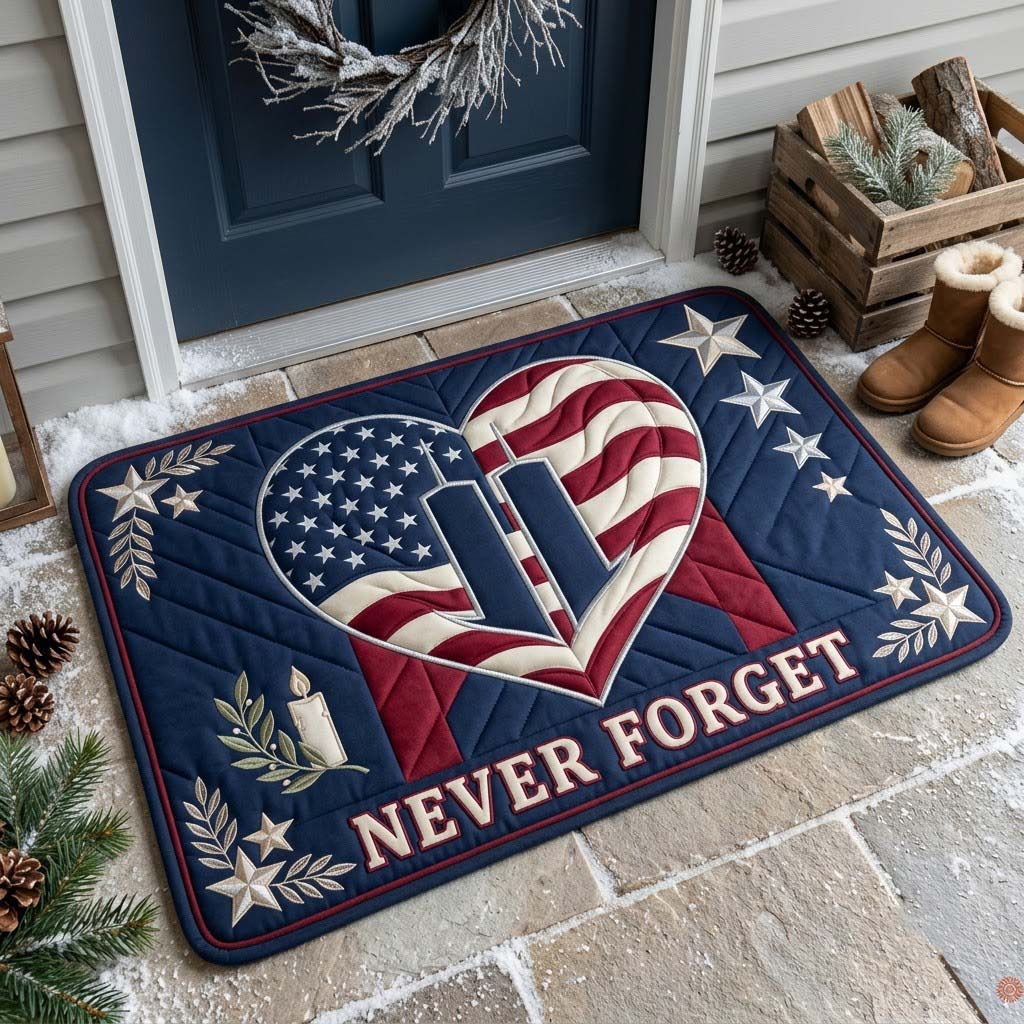 Never Forget Flag Heart Doormat GFTONTD2148