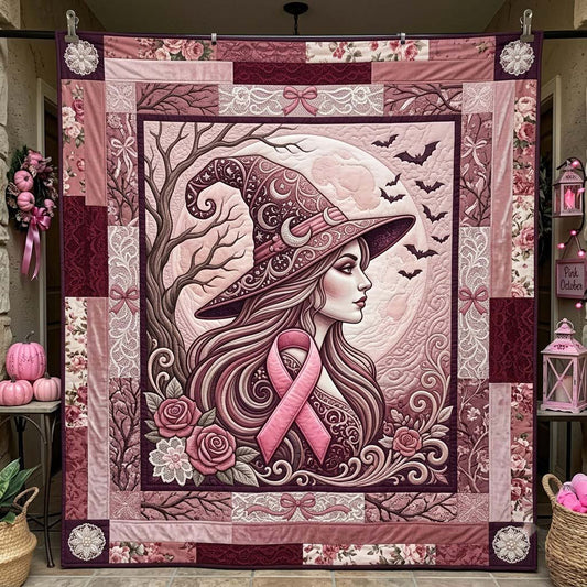 Witch Beneath The Pink Moon Quilted Blanket GFTONTD2176