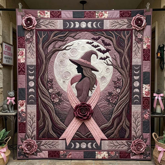 Witch Beneath The Pink Moon Quilted Blanket GFTONTD2179