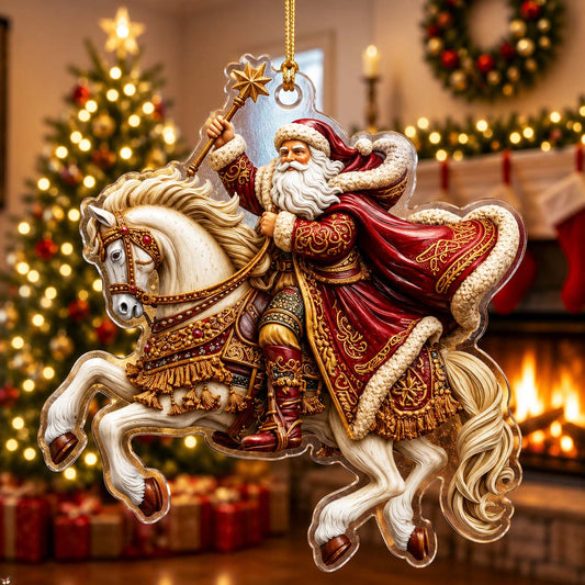 Santa Horse Christmas Mica Ornament
