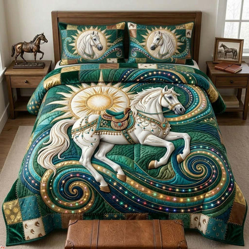 Jeweled Sun Stallion 3-Piece Quilted Bedding Set GFTONTD2209