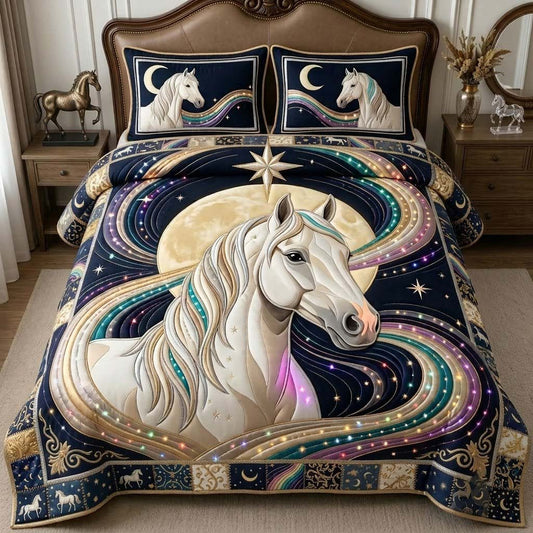 Stardust Moon Horse 3-Piece Quilted Bedding Set GFTONTD2210