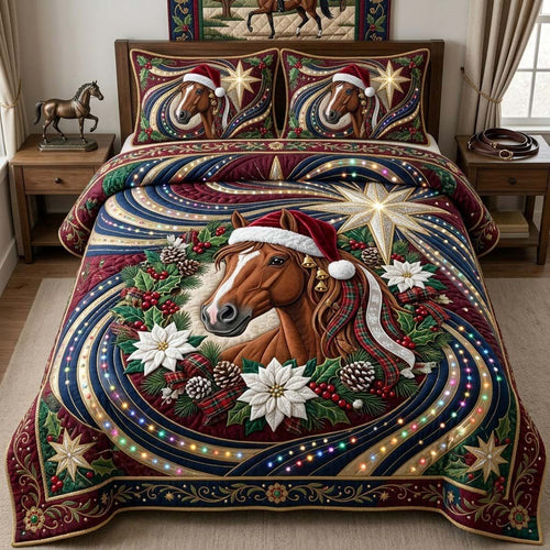 Christmas Jewel Horse 3-Piece Quilted Bedding Set GFTONTD2212