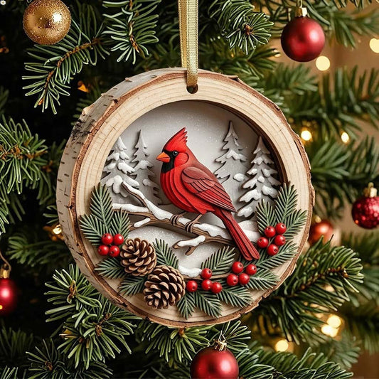 Cardinal in the Winter Christmas Mica Ornament