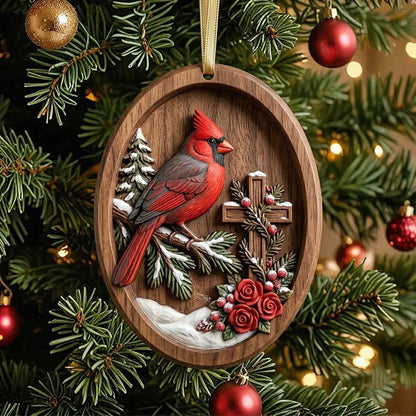 Cardinal in the Winter Christmas Mica Ornament