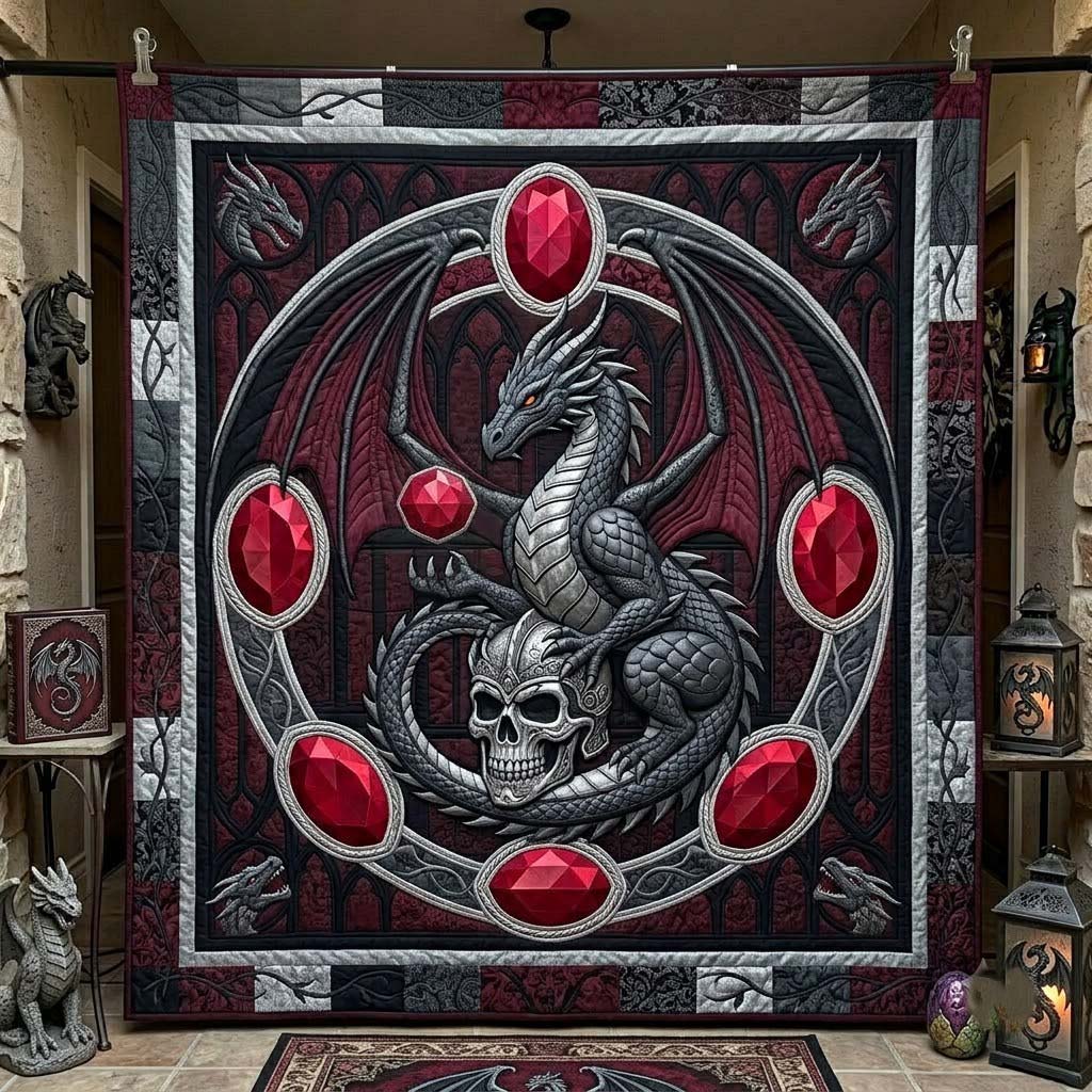 Ruby Cathedral Dragon Quilted Blanket GFTONTD2243