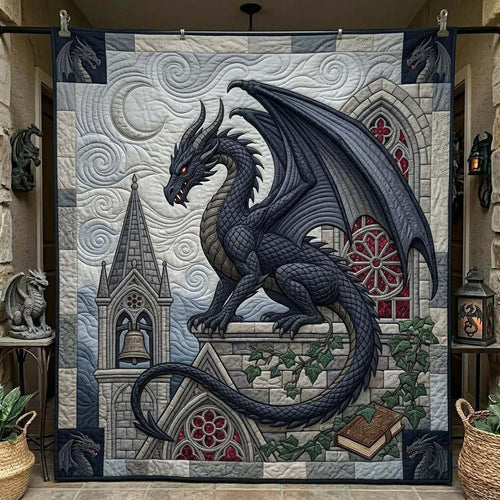 The Watcher Above the Cathedral Quilted Blanket GFTONTD2245