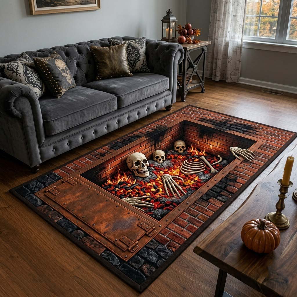 Skull Fire Area Rug GFTONTD2268