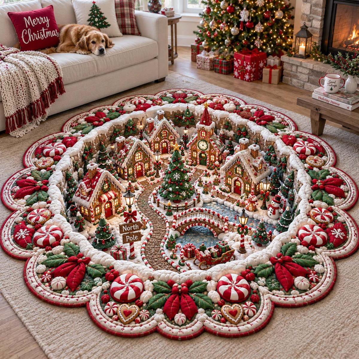 Christmas Village Wonder Custom Shape Area Rug GFTONTD2784